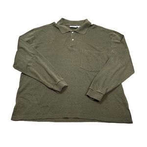 Irvine Park Men's Long Sleeve Polo Front Pocket Olive Green Size XL